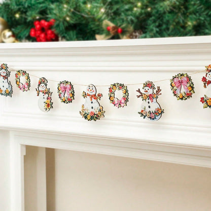 floral snowman wreath garland - photo 8