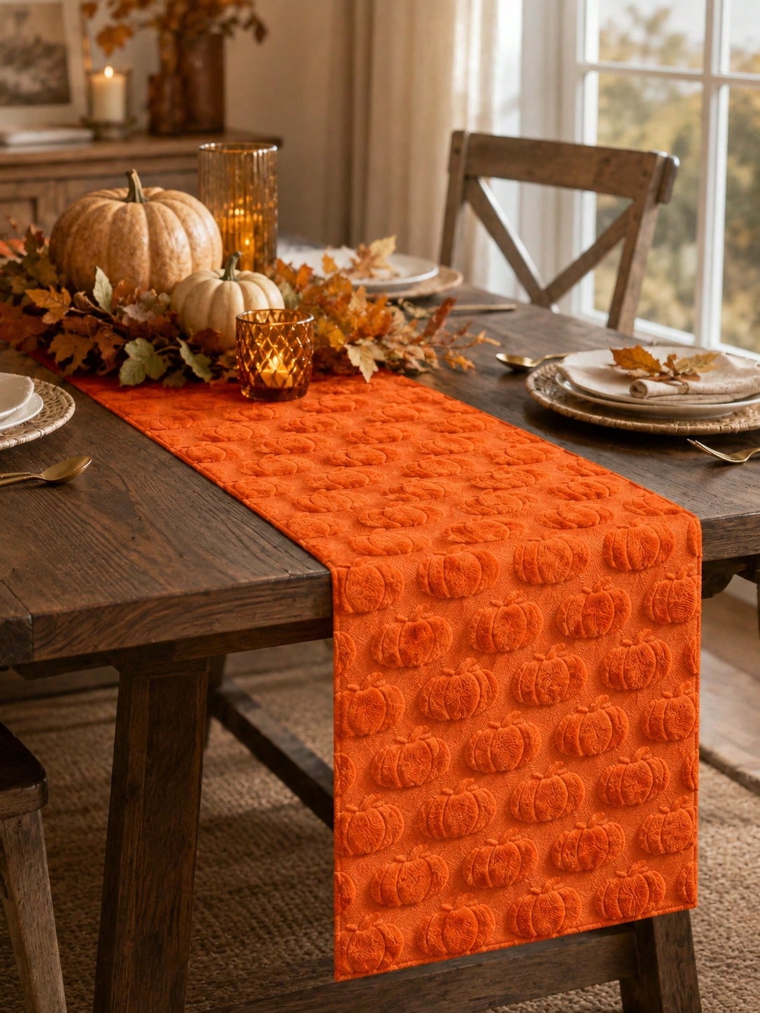 embossed pumpkin table runner - photo 8