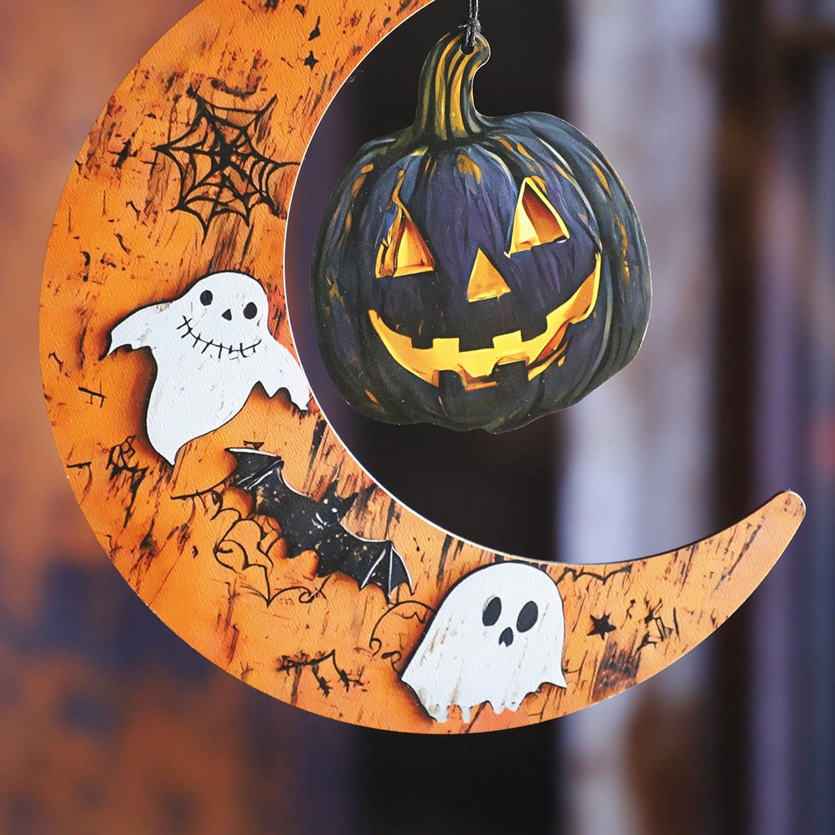 bat moon pumpkin hanging decor - photo 8