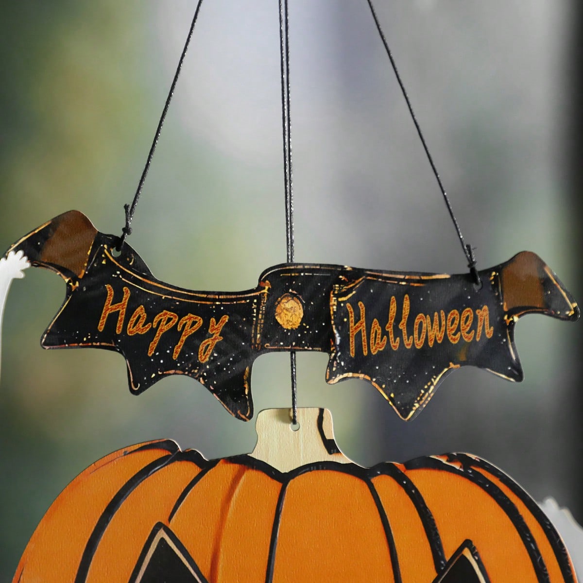pumpkin ghost Halloween hanging sign - photo 8