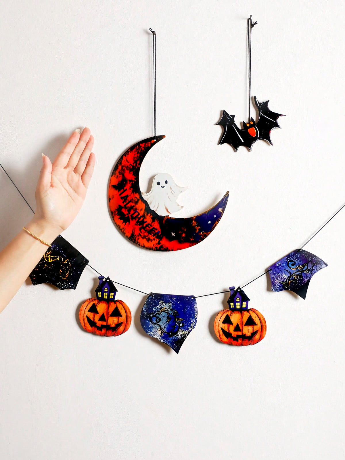 pumpkin bat moon Halloween banner - photo 8