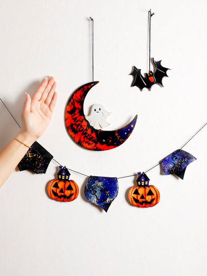 pumpkin bat moon Halloween banner - photo 8
