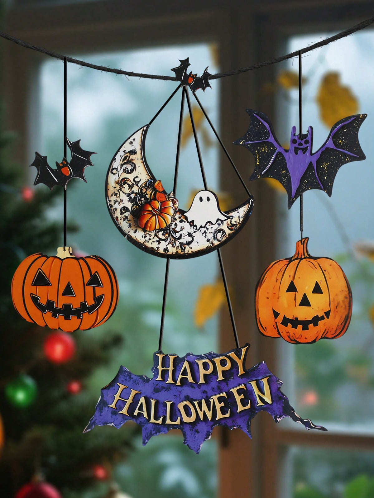 bat moon pumpkin Halloween door sign - photo 9