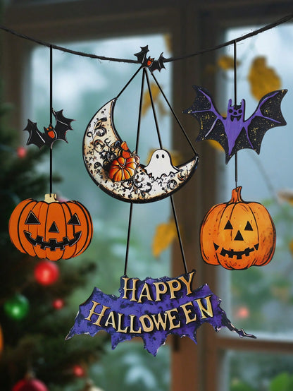 bat moon pumpkin Halloween door sign - photo 9