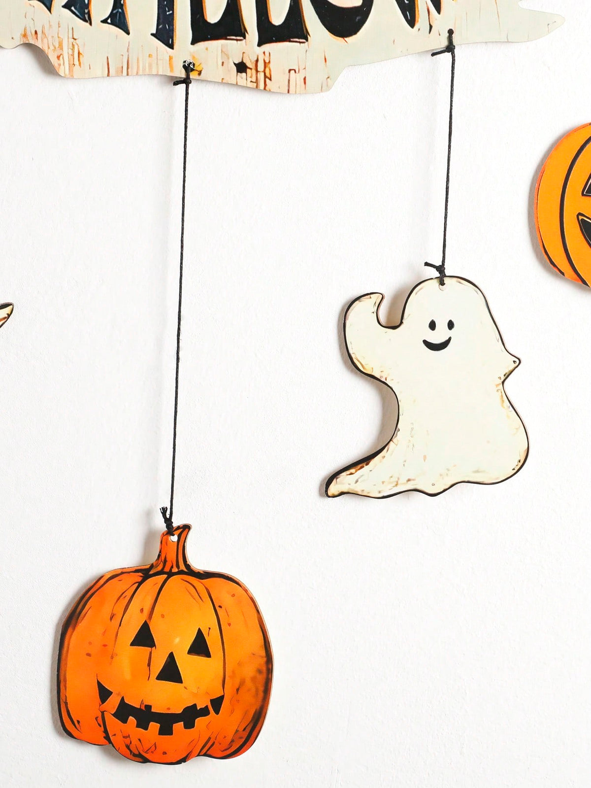 Happy Halloween banner moon pumpkins - photo 8
