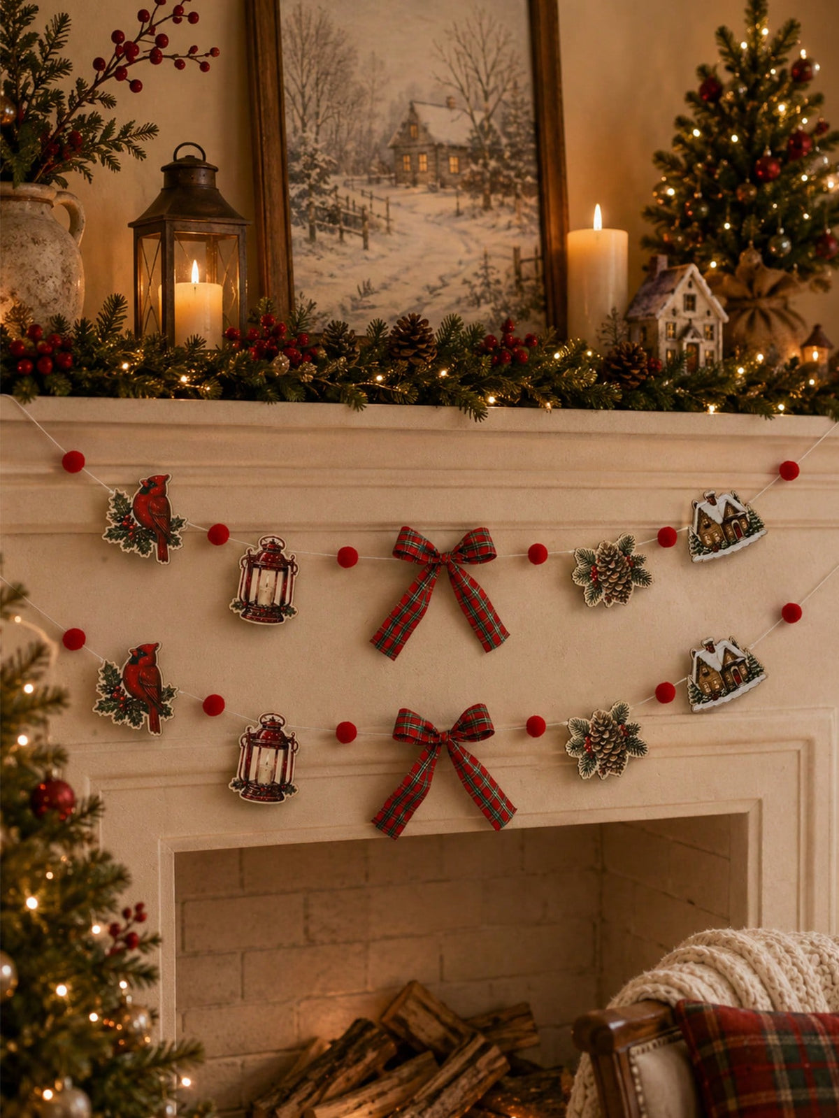 cardinal lantern Christmas garland - photo 9