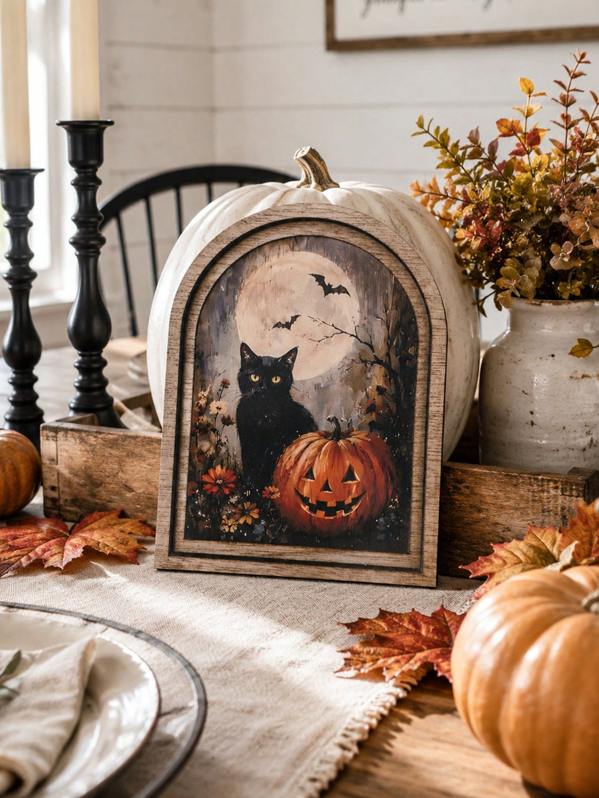black cat jack-o-lantern arch sign - photo 8