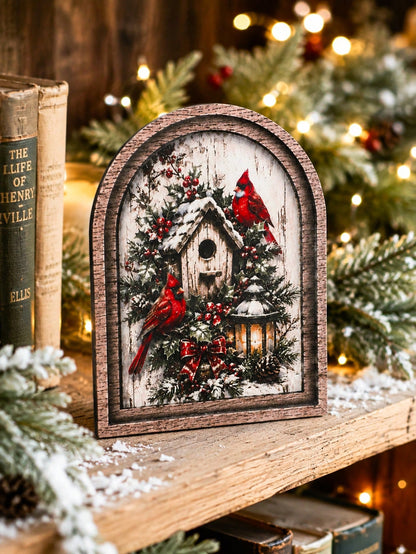 cardinal birdhouse winter arch sign - photo 9