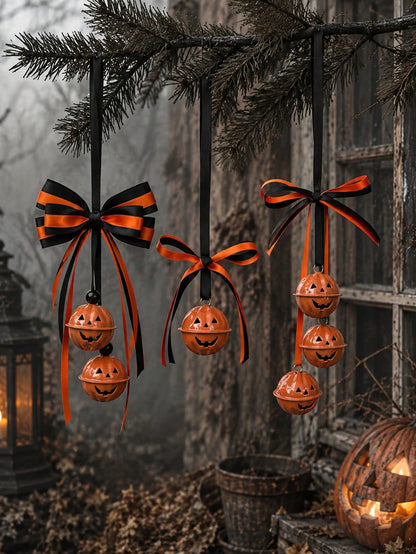 striped bow pumpkin bell hanger - photo 8