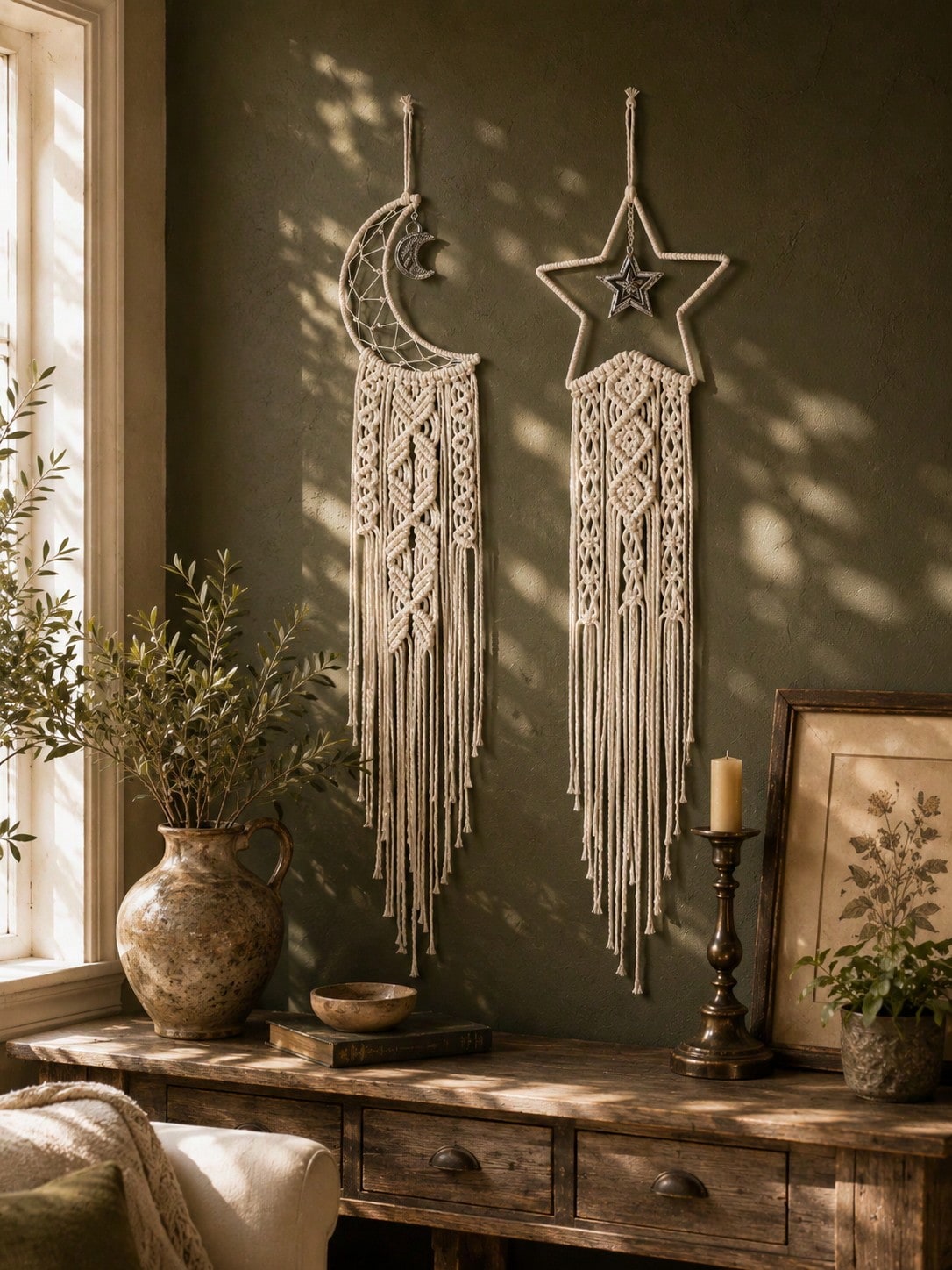 moon star macrame wall hanging - photo 8