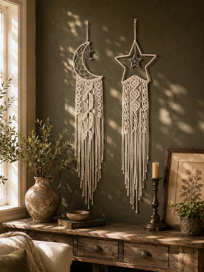 moon star macrame wall hanging - photo 8