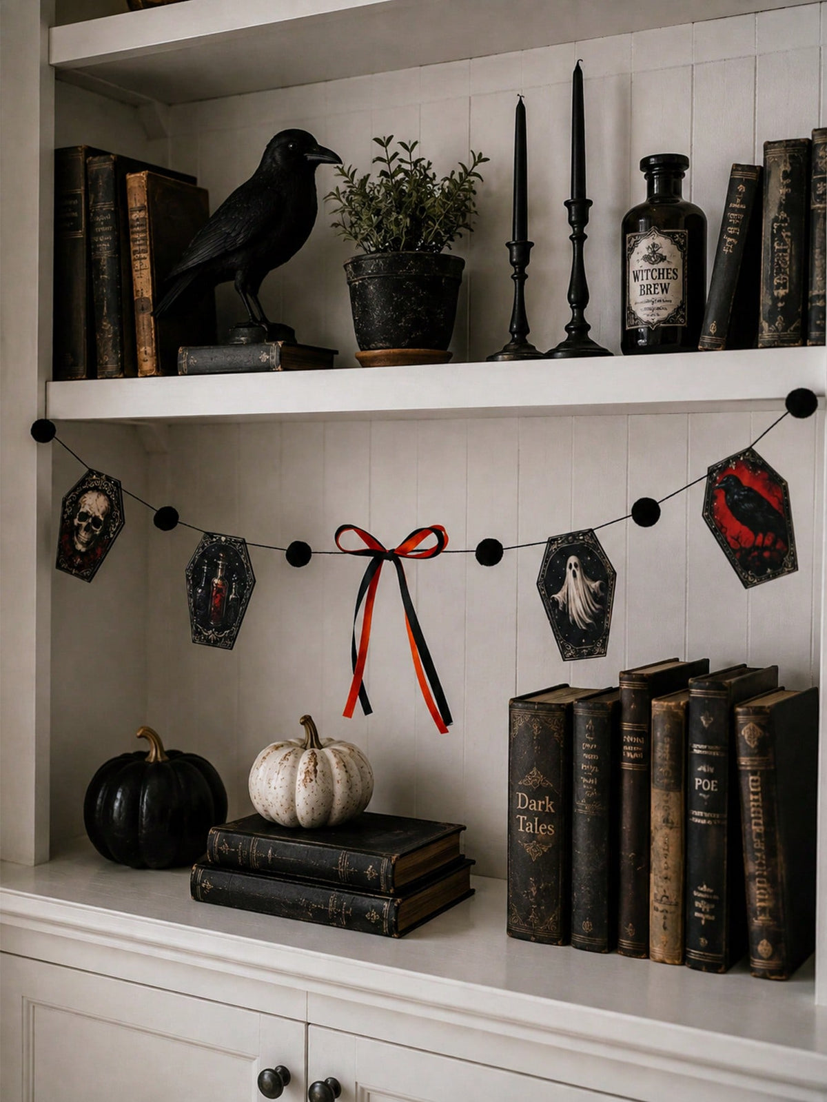 skull coffin raven gothic garland - photo 8