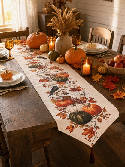 pumpkin crow fall table runner - photo 7