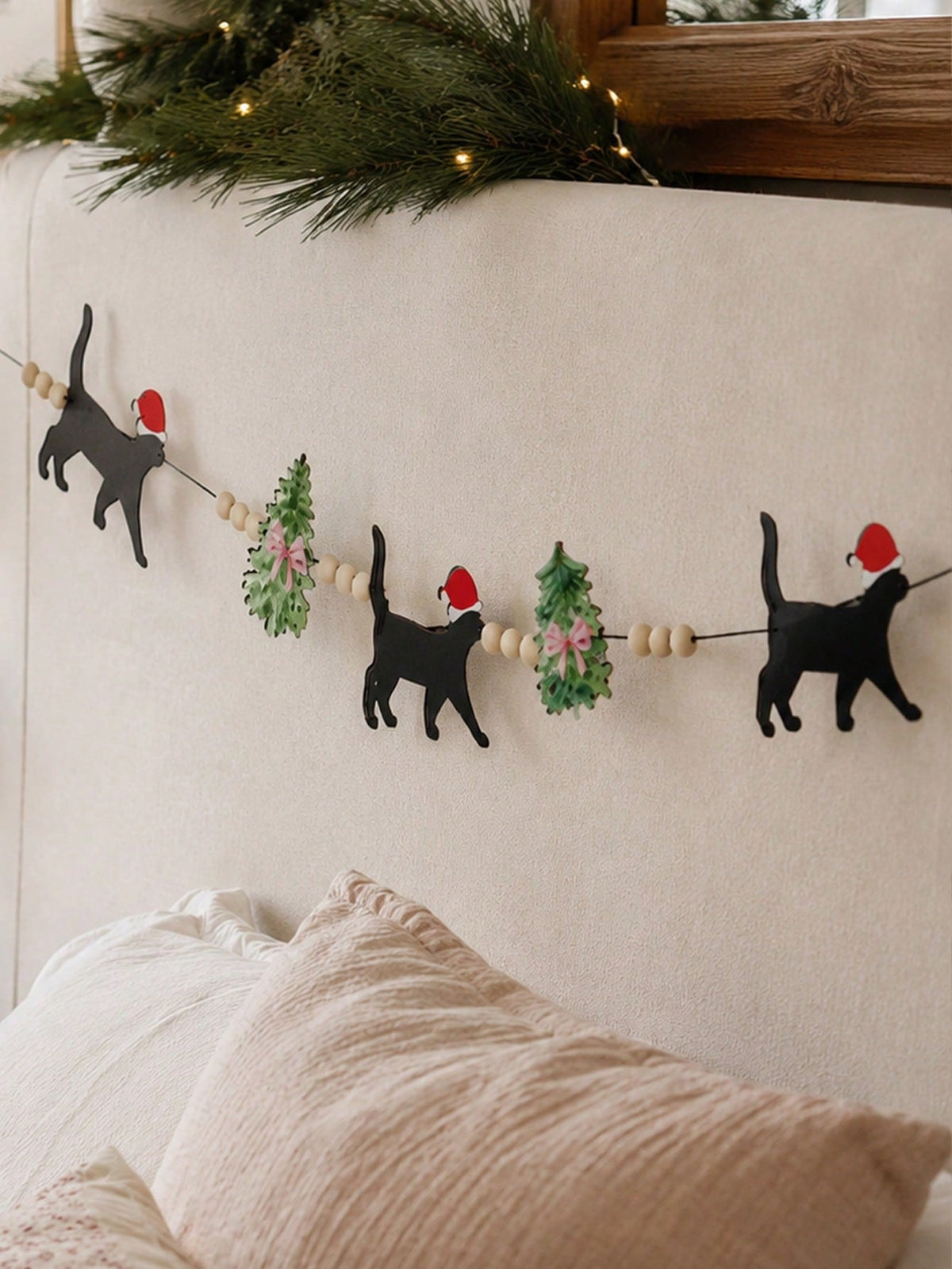 black cat Christmas felt garland - photo 9