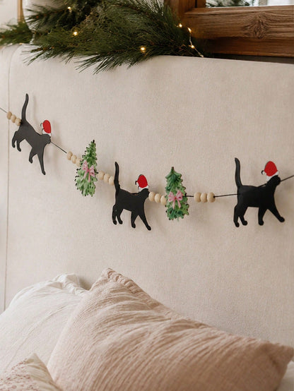 black cat Christmas felt garland - photo 9