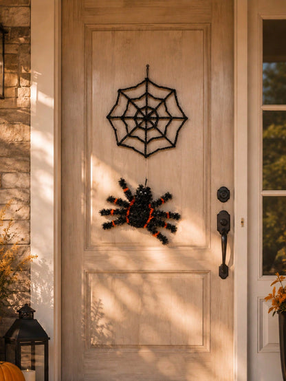 black tinsel spider web decoration - photo 9