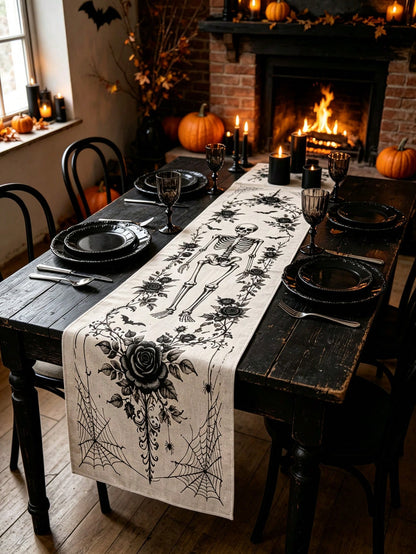 skull black rose table runner - photo 8