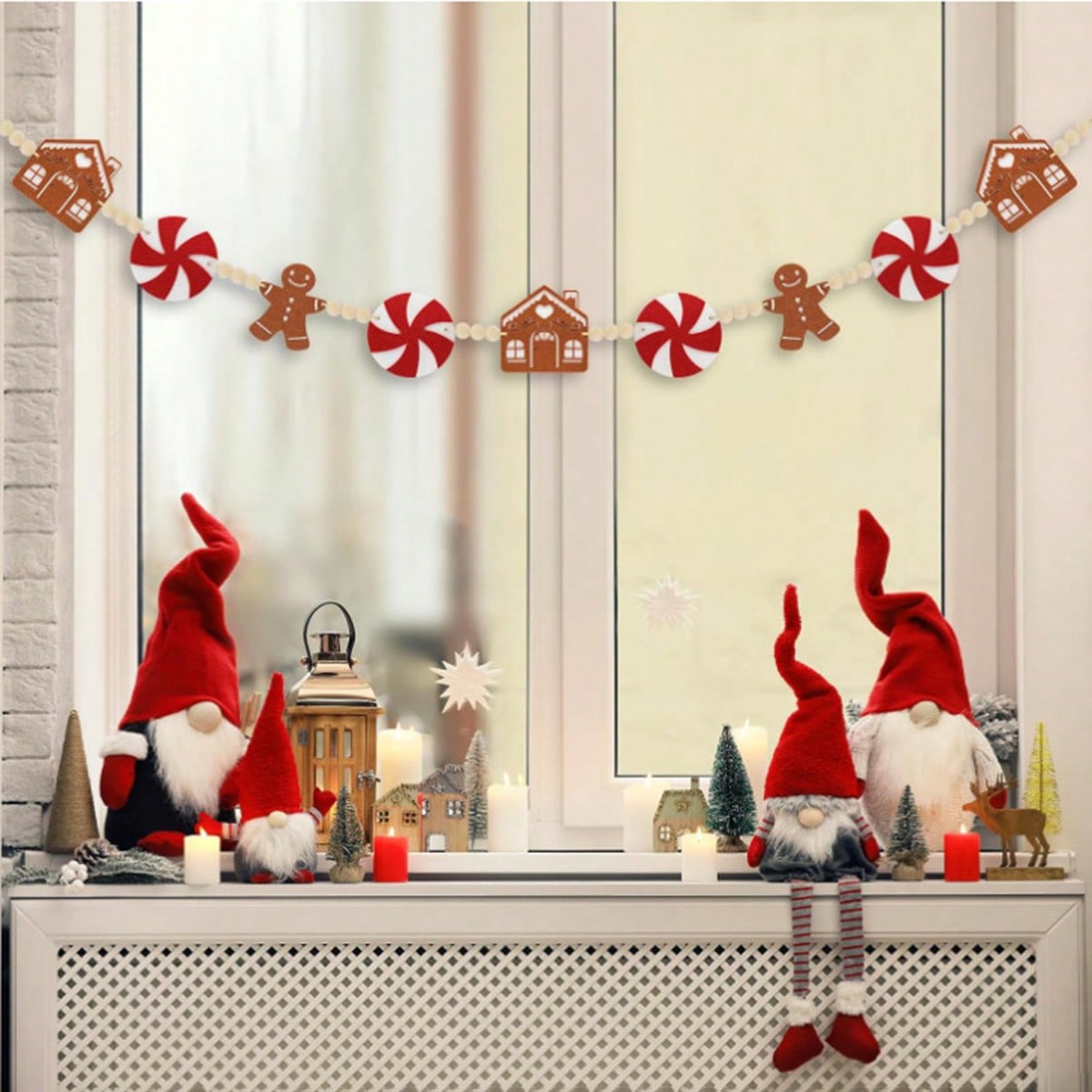 gingerbread peppermint felt garland - Red photo 6