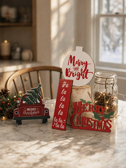 red truck Christmas tabletop sign - photo 7