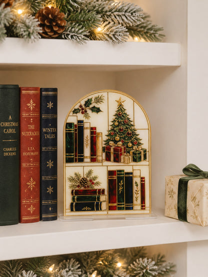 Christmas bookshelf scene plaque - photo 8