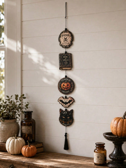 witchy pumpkin spell book hanging decor - photo 8