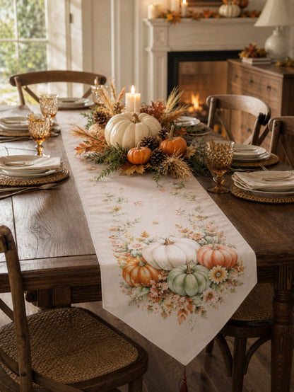pumpkin wildflower table runner - photo 9