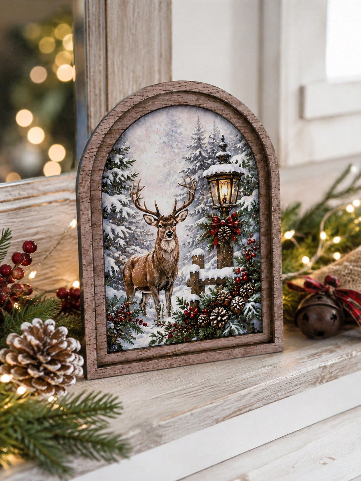 reindeer snowy forest arch sign - photo 9