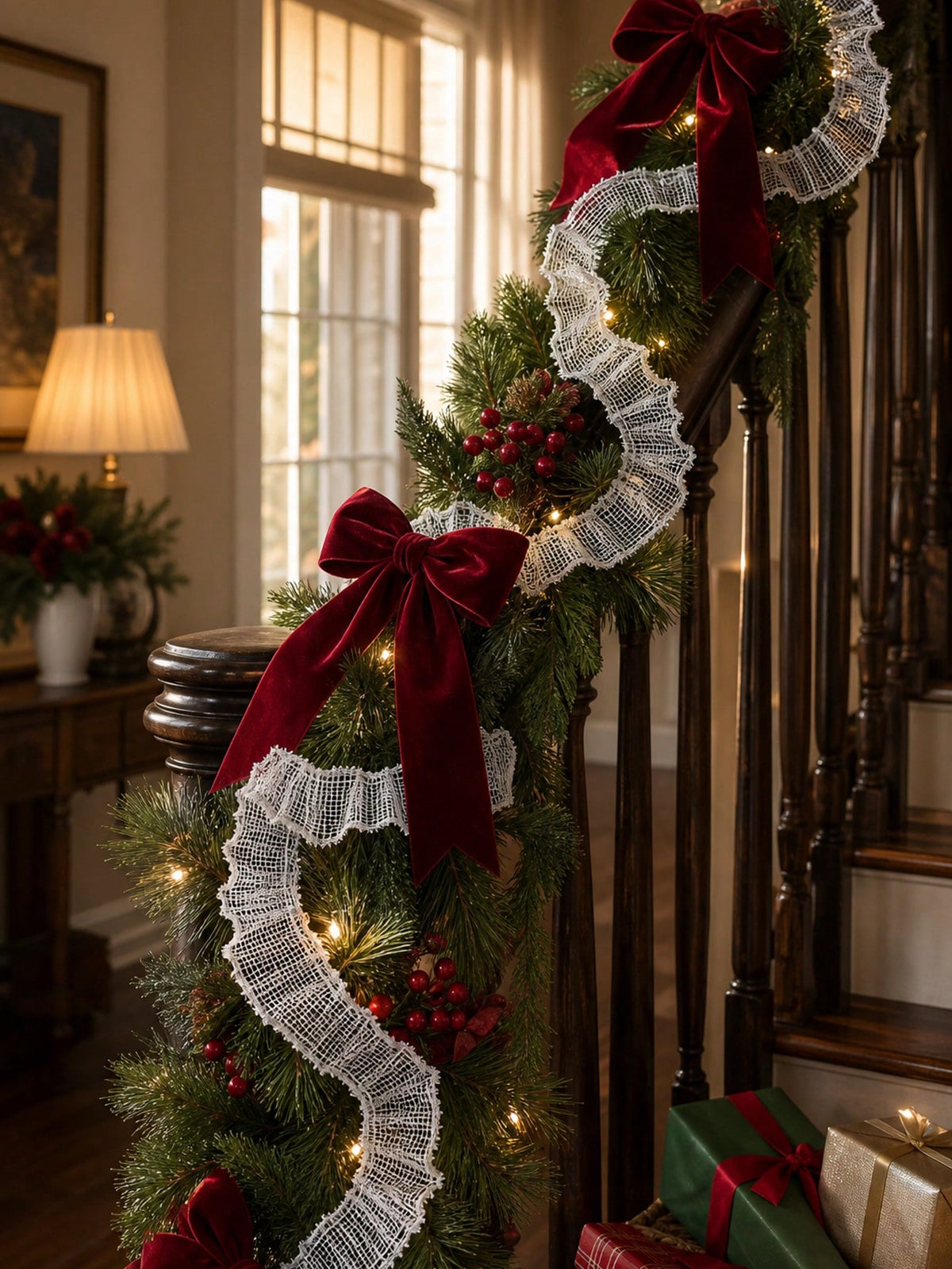 ruffled mesh ribbon garland - White photo 9
