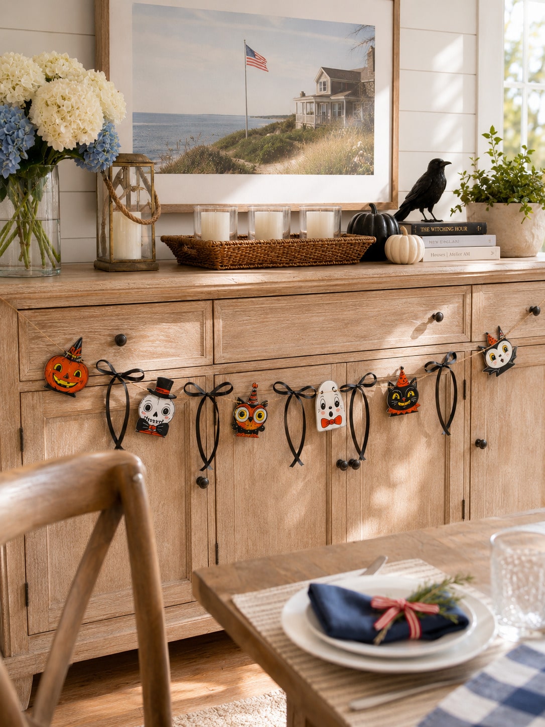 pumpkin owl black cat Halloween garland - photo 8