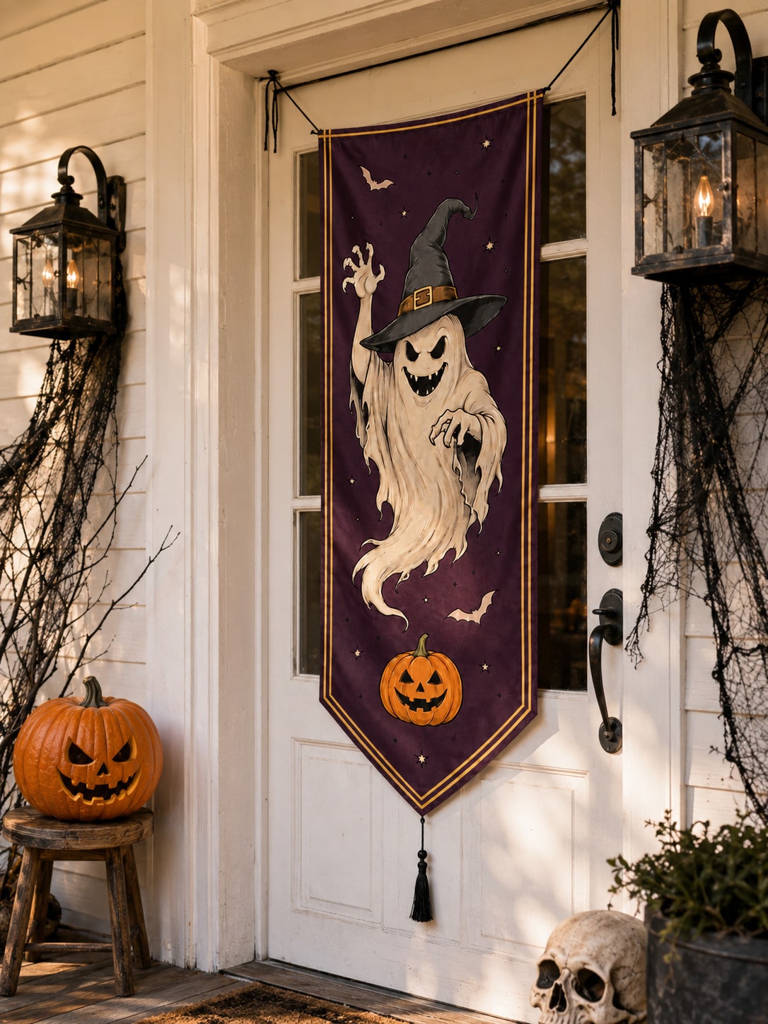 witch ghost Halloween porch banner - photo 8
