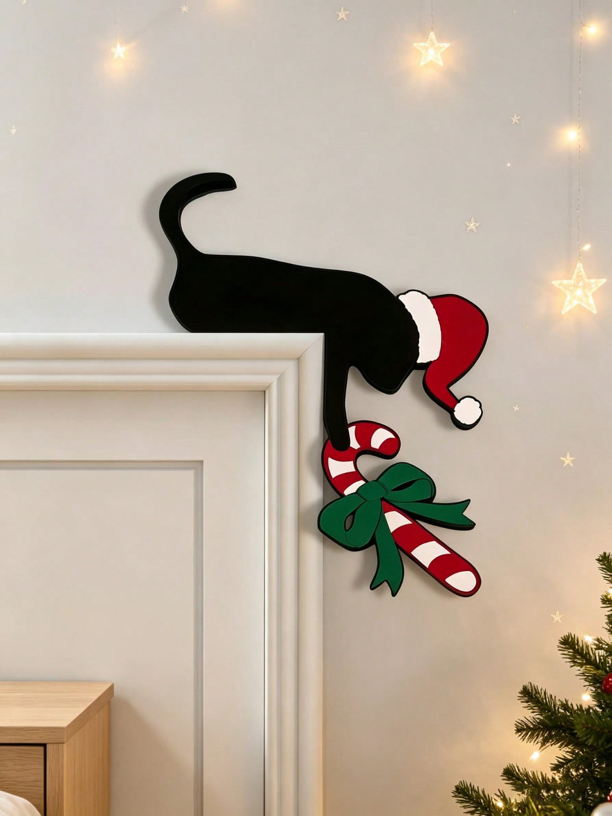 black cat candy cane door corner - photo 9