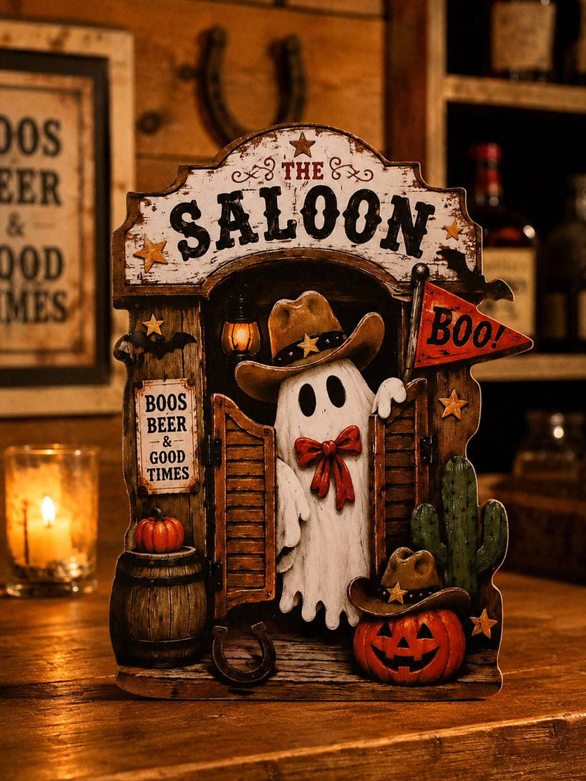 ghost saloon Halloween tabletop sign - photo 9