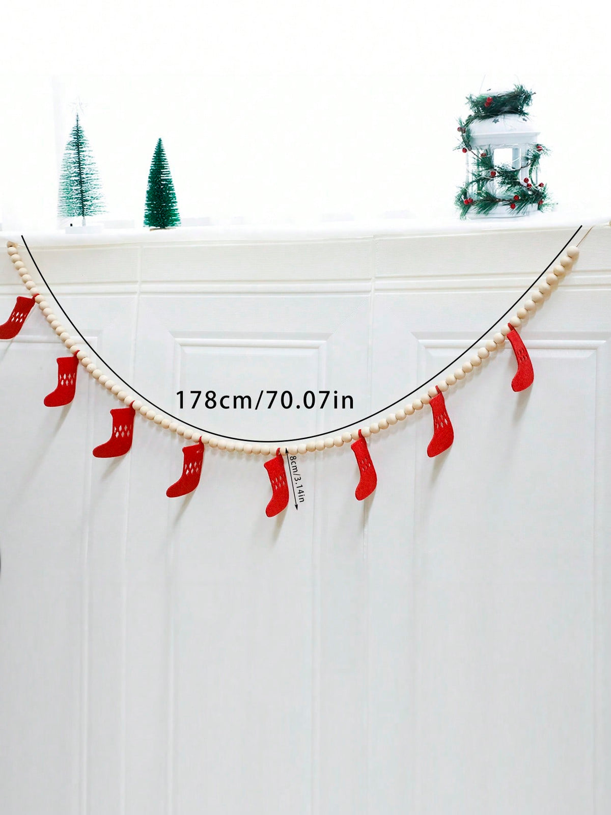 felt stocking bead garland - Red