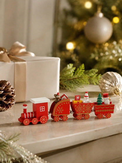 red Christmas train bear snowman - photo 6