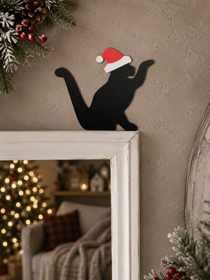 Santa hat black cat door decor - photo 9