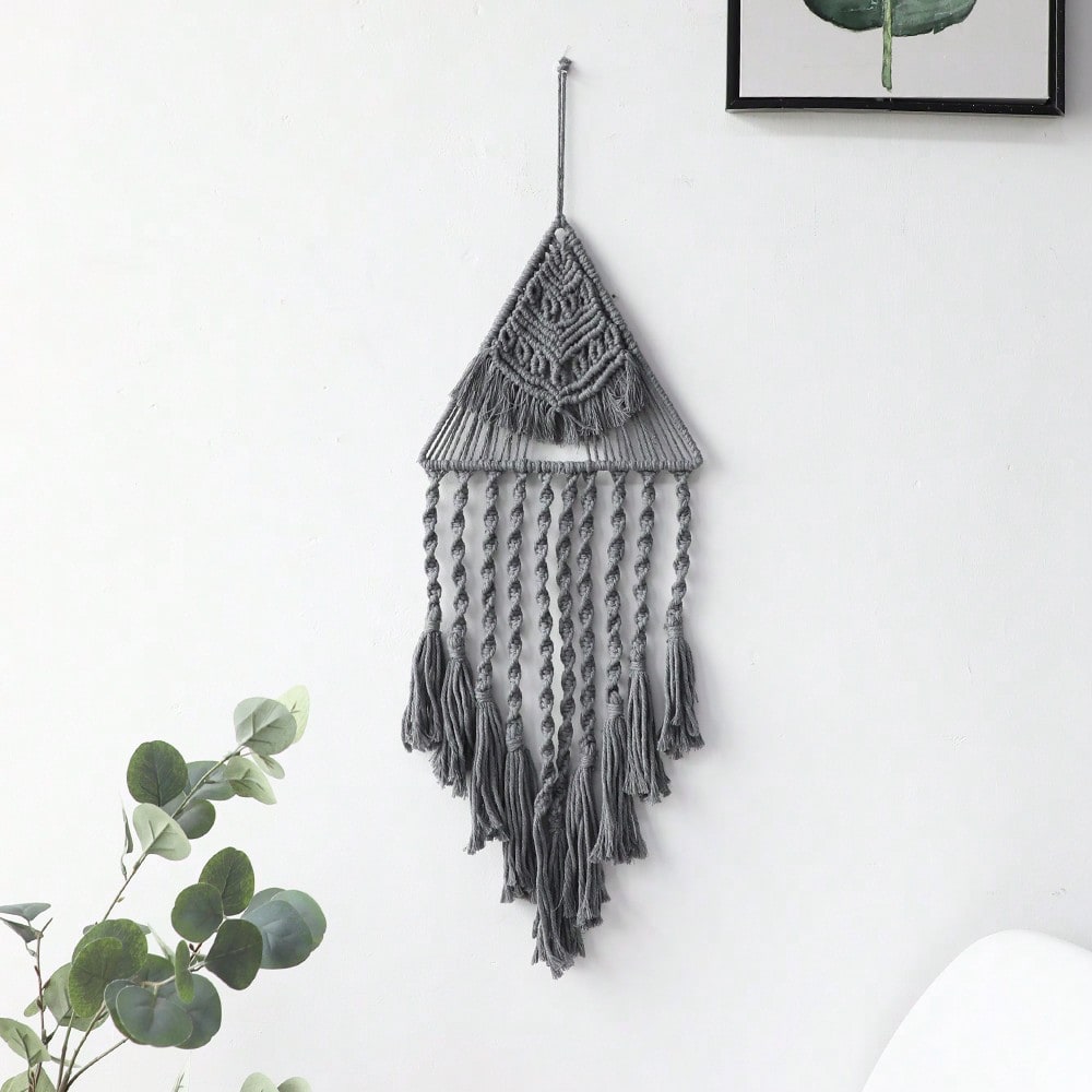 triangle macrame wall hanging - Gray photo 8