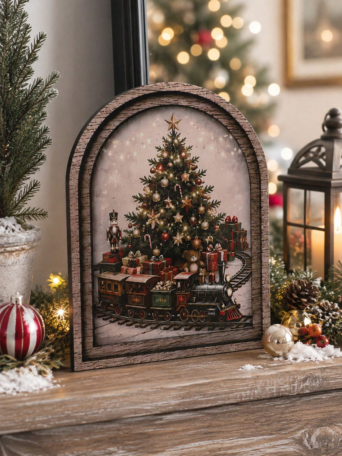 Christmas tree train arch tabletop sign - photo 8