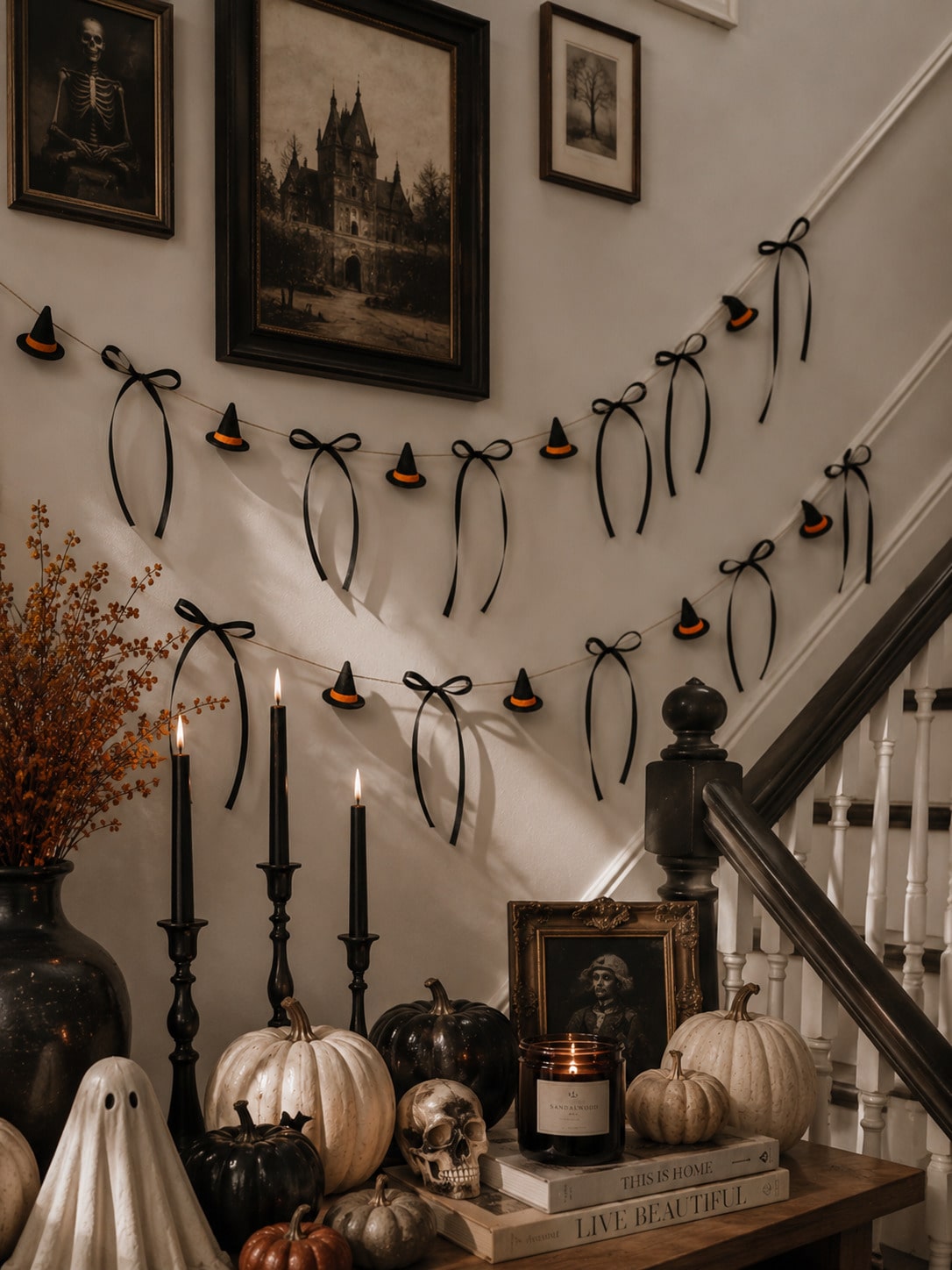 witch hat garland black bows - photo 8