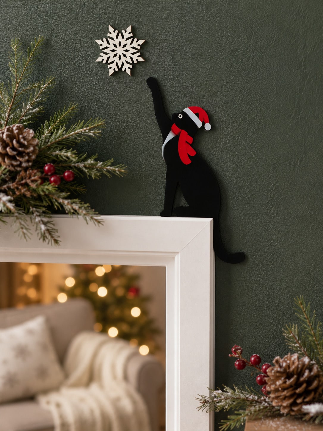 black cat Christmas door corner decor - photo 9
