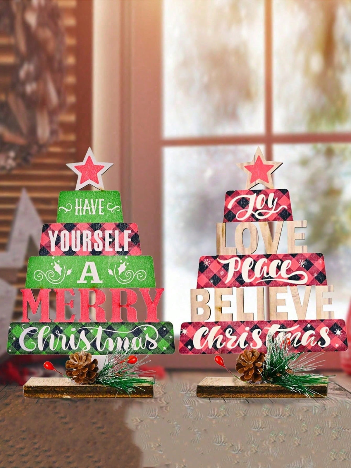 Christmas word tree tabletop signs - photo 8