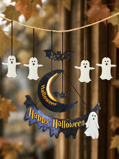 Happy Halloween moon banner ghost set - photo 9