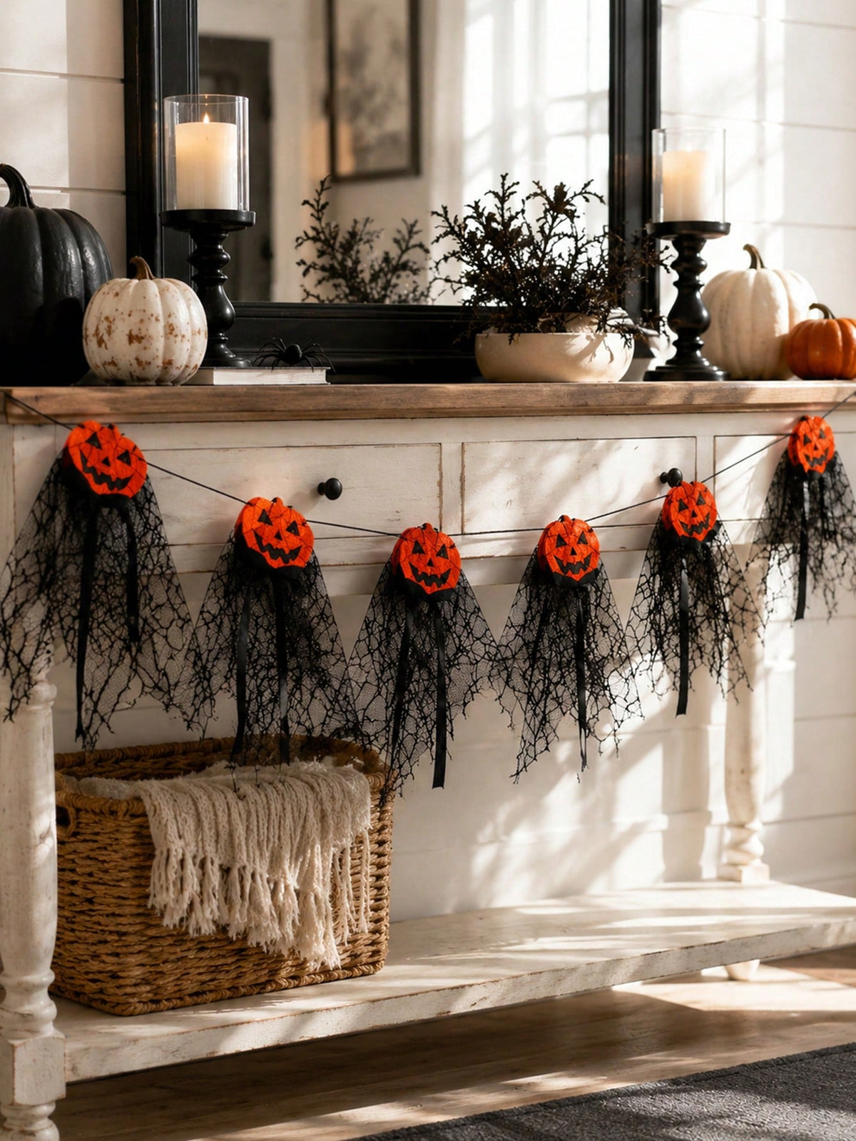 pumpkin black tulle Halloween garland - photo 9