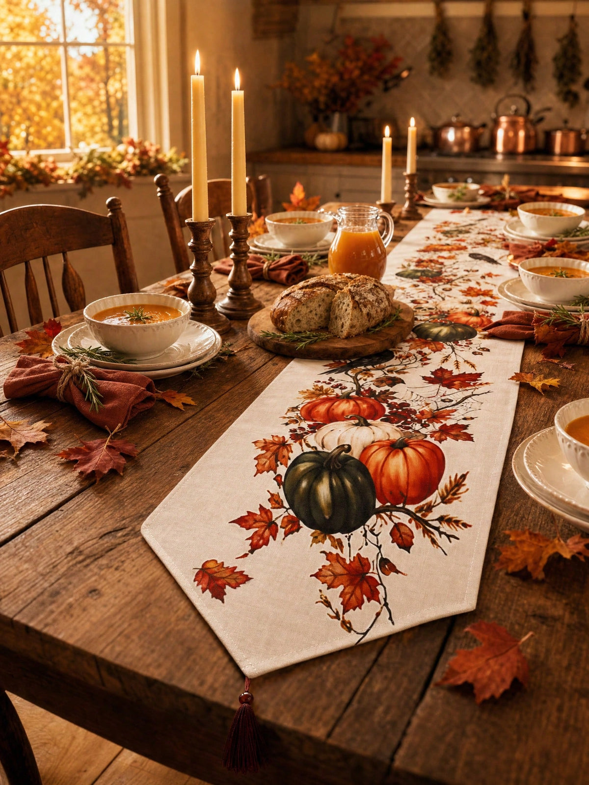 pumpkin crow fall table runner - photo 8