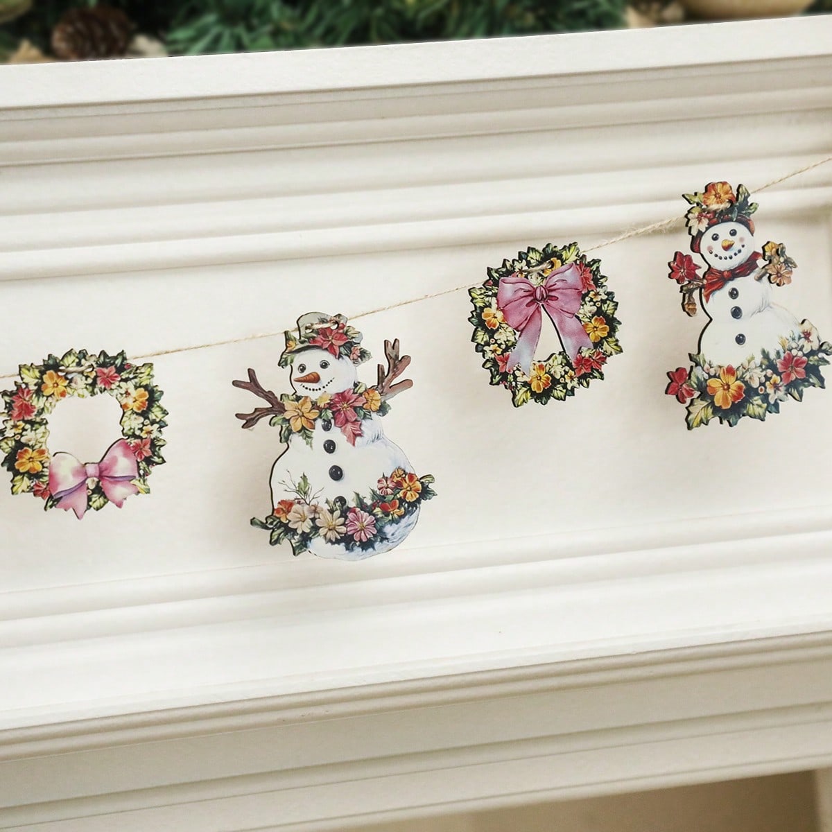 floral snowman wreath garland - photo 9