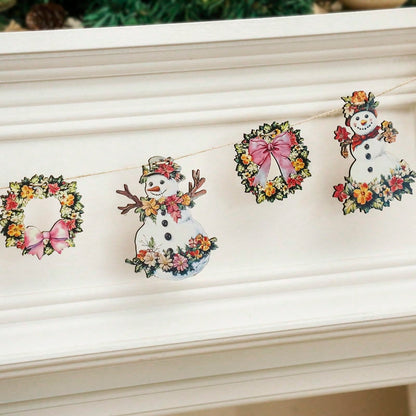 floral snowman wreath garland - photo 9