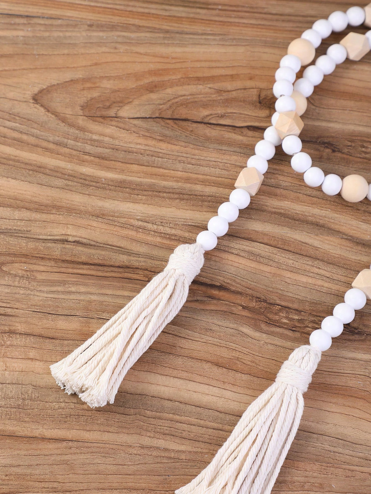 geometric wood bead garland - Cream & Natural photo 8