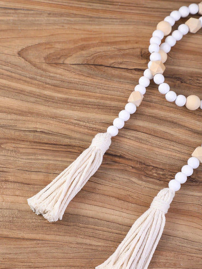 geometric wood bead garland - Cream & Natural photo 8