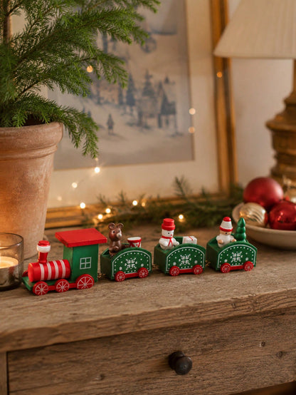 green red Christmas train decor - photo 9