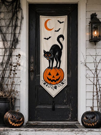 black cat pumpkin Halloween porch banner - photo 9
