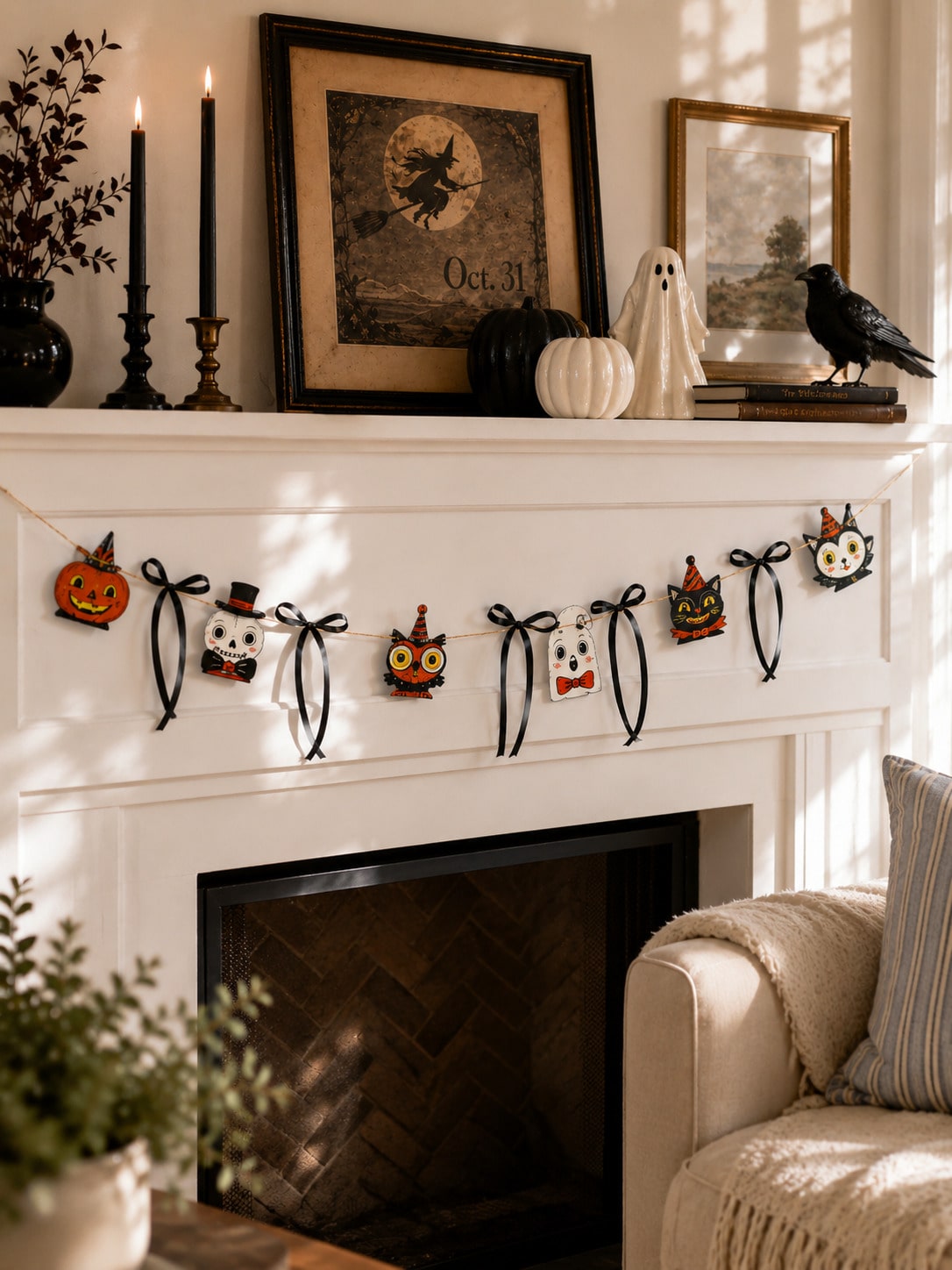 pumpkin owl black cat Halloween garland - photo 9